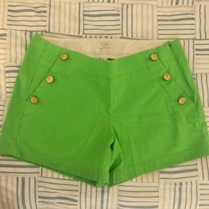 J. Crew Bright Green Shorts with Anchor Buttons